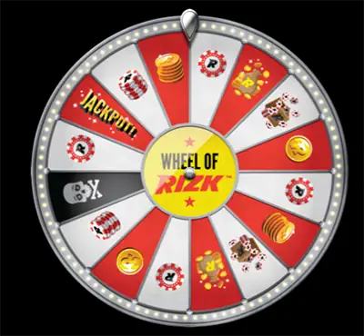 Den berĂžmte Wheel of Rizk interaktive bonusfunksjon